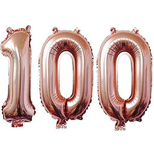 32 Inch Solid 100 Number Rosegold Foil Balloon