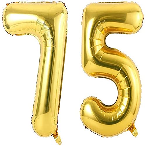 16 Inch Solid 75 Number Gold Foil Balloon