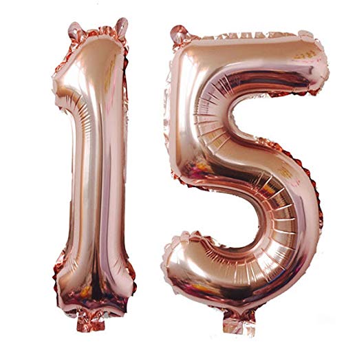 32 Inch Solid 15 Number Rosegold Foil Balloon