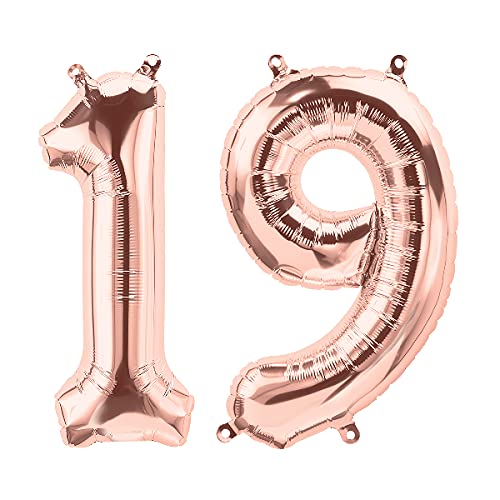 32 Inch Solid 19 Number Rosegold Foil Balloon