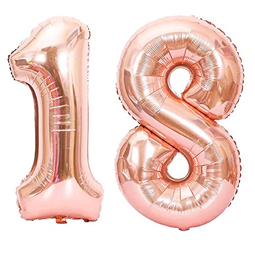 32 Inch Solid 18 Number Rosegold Foil Balloon