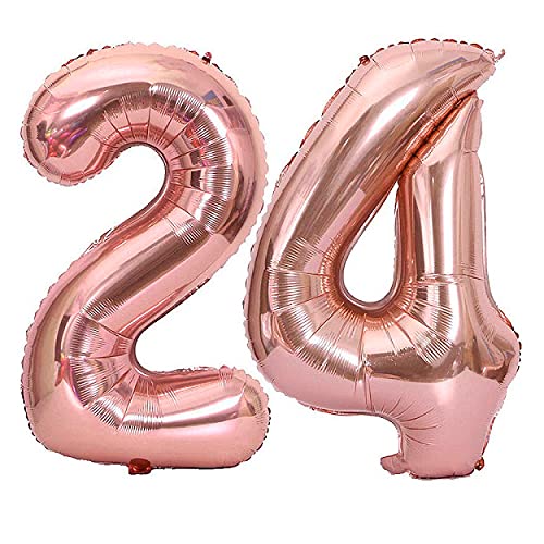 32 Inch Solid 24 Number Rosegold Foil Balloon