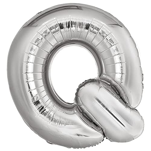 16 Inch Solid Q Alphabet / Letters Silver Foil Party Balloon