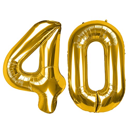 16 Inch Number 40  Gold Foil Balloon With 5 Pcs Confetti Balloons