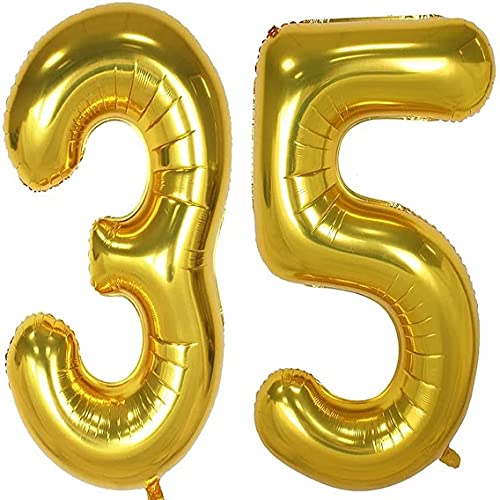 32 Inch Solid 35 Number Gold Foil Balloon