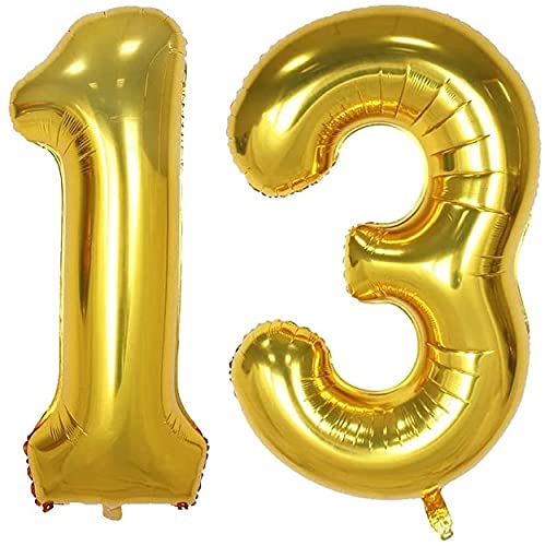 32 Inch Solid 13 Number Gold Foil Balloon