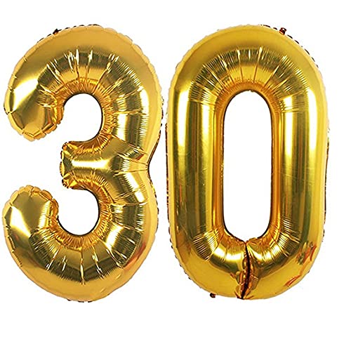 32 Inch Solid 30 Number Gold Foil Balloon