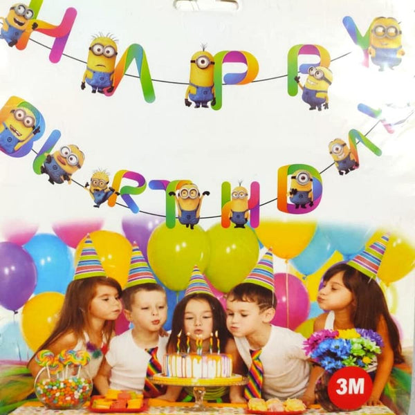 Multicolor 3 Meters Minions Theme Happy Birthday Banner