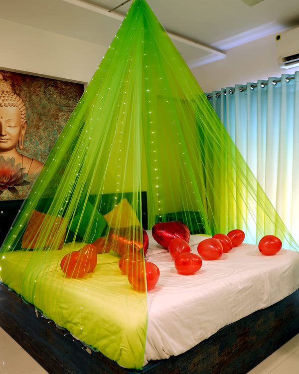 Parrot Green Color Decoration Net Cabana Tent  (With 5M Led Light)