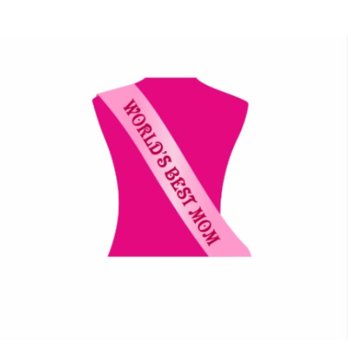 World's Best Mom Printed Sash (Pink) (Pack of 1)