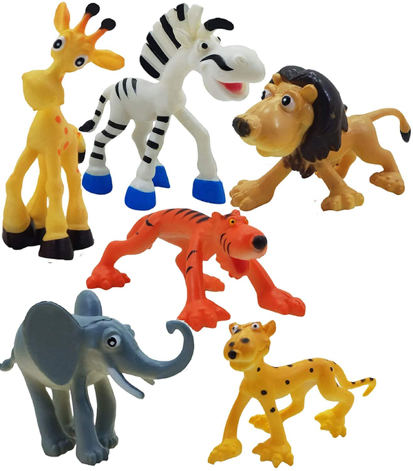 Wild Jungle Animals Figures Set (Pack of 6)