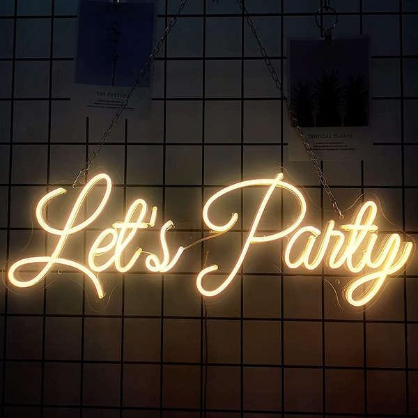 27 Inch Lets Party Led Neon Light Sign (Warm White)(Pack of 1)