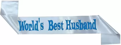 World Best Husband Printed Sash (Blue)  (Pack of 1)